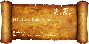 Minich Rabán névjegykártya